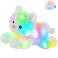 Peluche gatinho branco c/ glitter prateado 38cm canta 10 músicas e luz