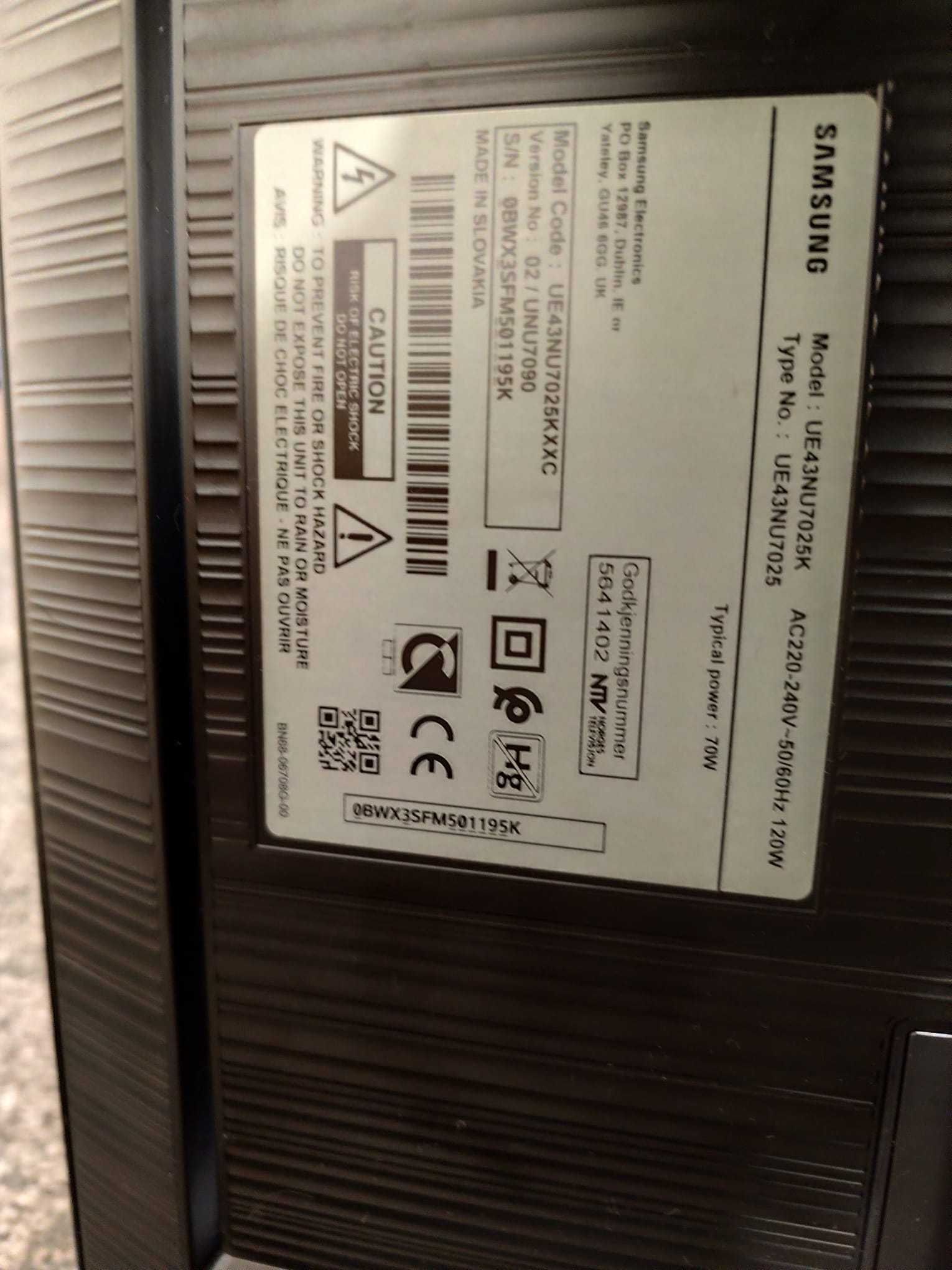 Tv Samsung 43" UE43NU7025