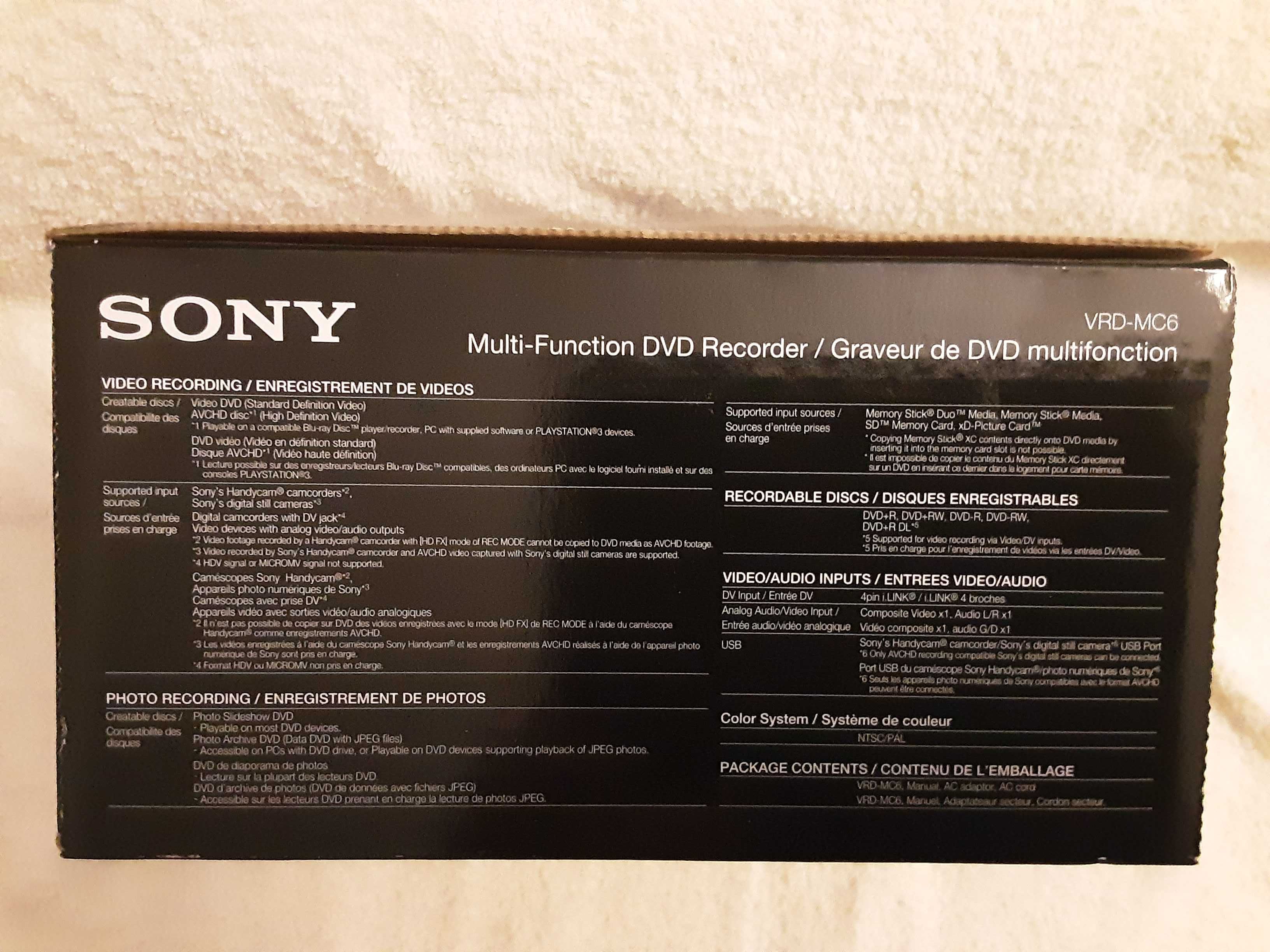 SONY - Gravador de DVD Multifunções