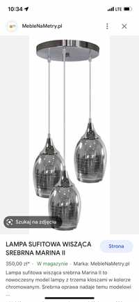 Lampy wisząca srebrna szklana 5 szt