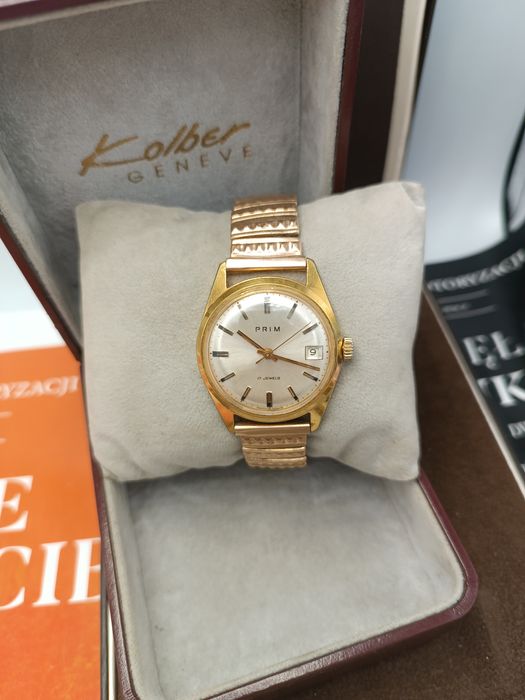 Zegarek prim mechaniczny pozłacany au Czechosłowacja