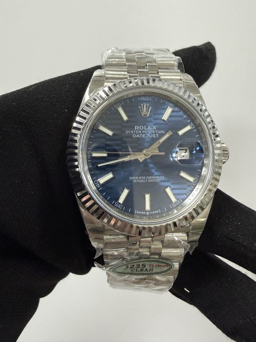 Rolez Datejust 41mm jubilee Blue white gold, Fluted Bezel, 3235
