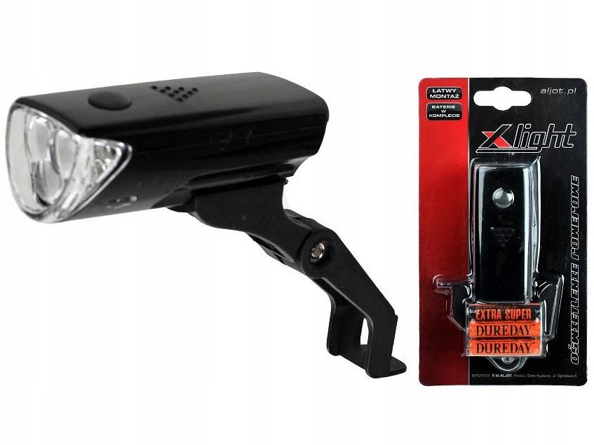 Lampka przód X-light przednia na widelec pod kosz na baterie AAA 3-LED