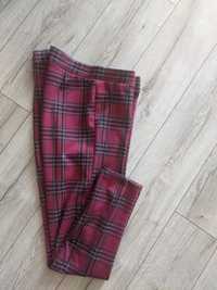 Spodnie damskie 4XL treginsy otulające lycra efektowna kratka pas108