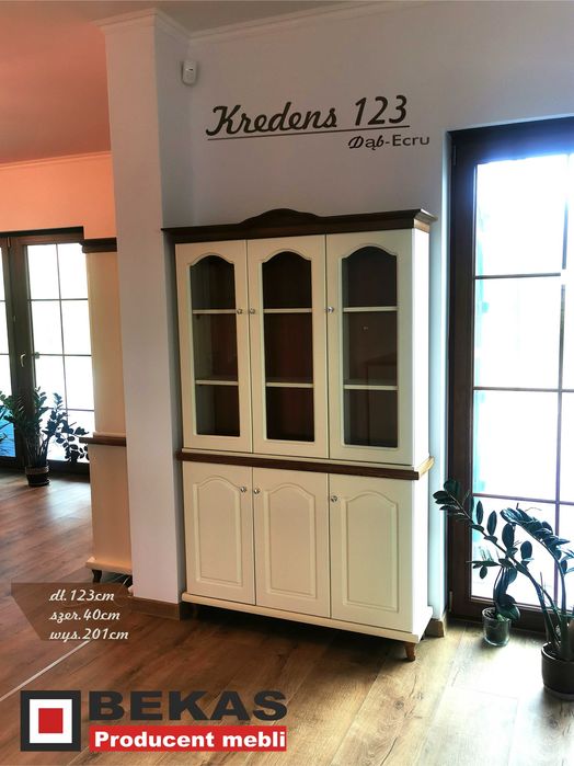 Stylowy Prowansalski Kredens 123 Dąb Ecru Ludwik Producent Mebli BEKAS