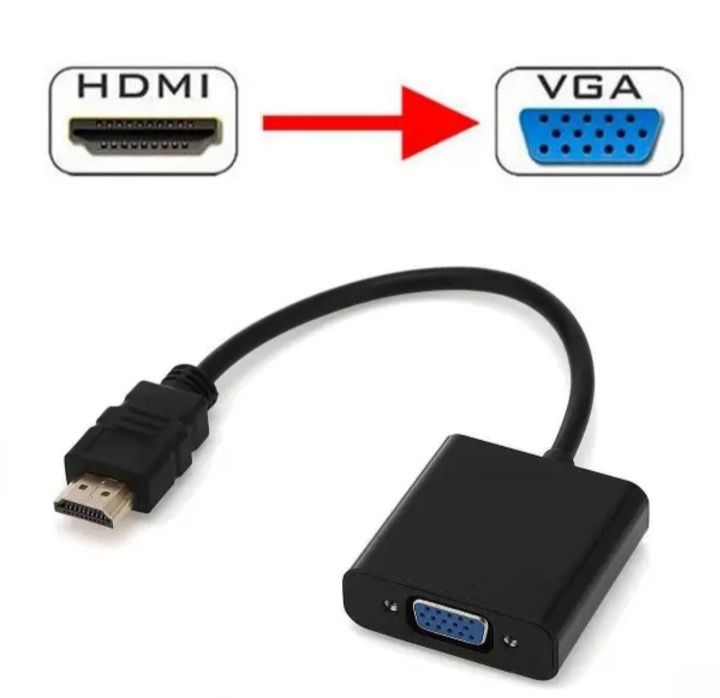 Перехідник HDMI to VGA конвертор, емулятор монітору, адаптер 3.5, живл