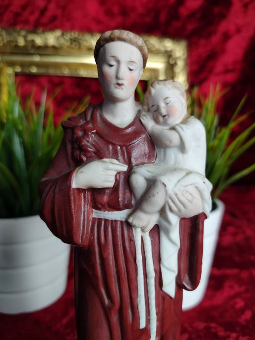 Święty Antoni stara porcelanowa figurka Biskwit