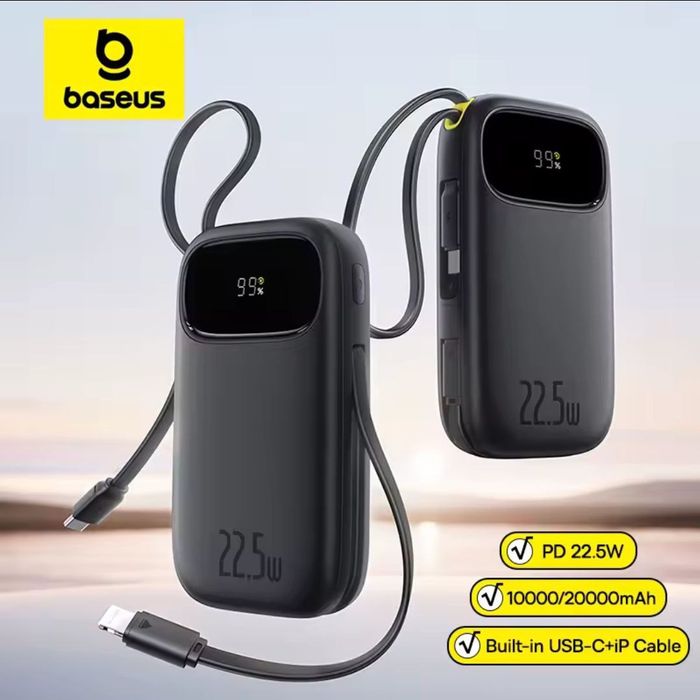 Павербанк Baseus 20000mAh з вбудованими кабелями |