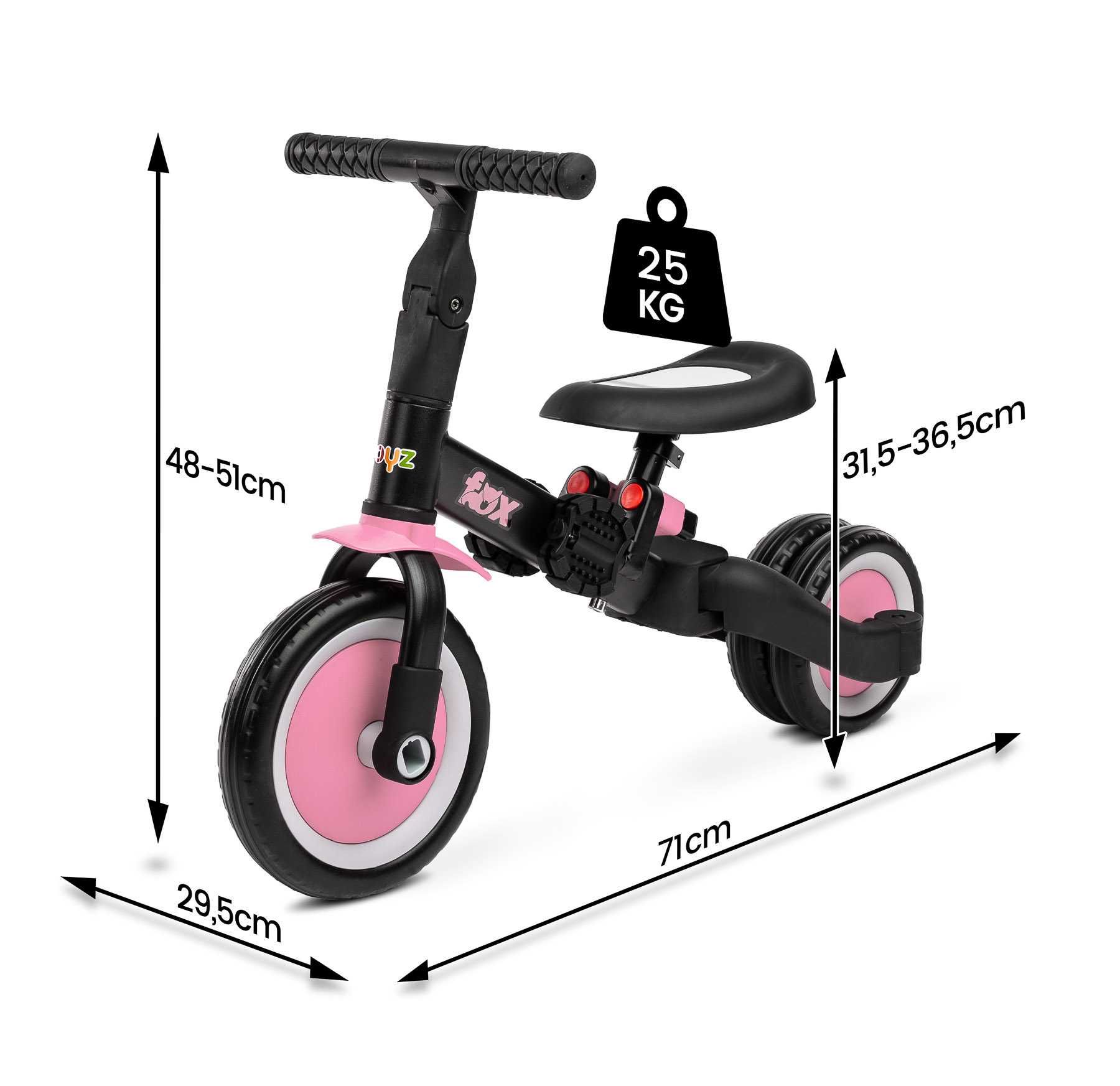 Toyz FOX rowerek biegowy 2w1 Różowy