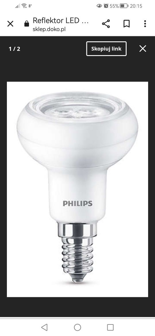 Reflektor LED Philips 2,9W (40W) E14 R50 36D 230LM 2700K