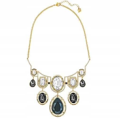 -50% Swarovski Oryginalna Kolia Złota Kolczyki sztyft Naszyjnik Czarna