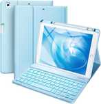 Vobafe etui klawiatura bluetooth LED iPad 7/8/9 10,2 stojak niebieskie