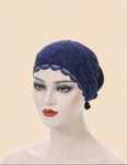 Nowa granatowa czapka koronkowa opaska, czepek granatowy turban