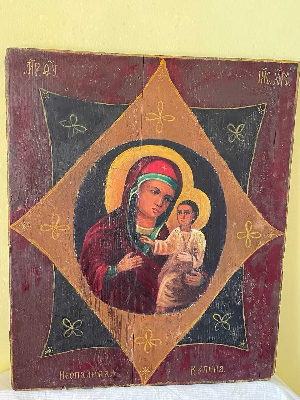 Икона церковная  старинная Неопалимая Купина