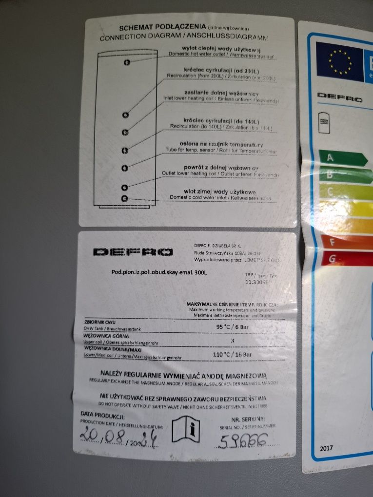 Zbiornik CWU Defro 300L 11.300SE