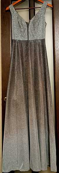 Шикарное нарядное вечернее женское платье в пол с поясом размер S
