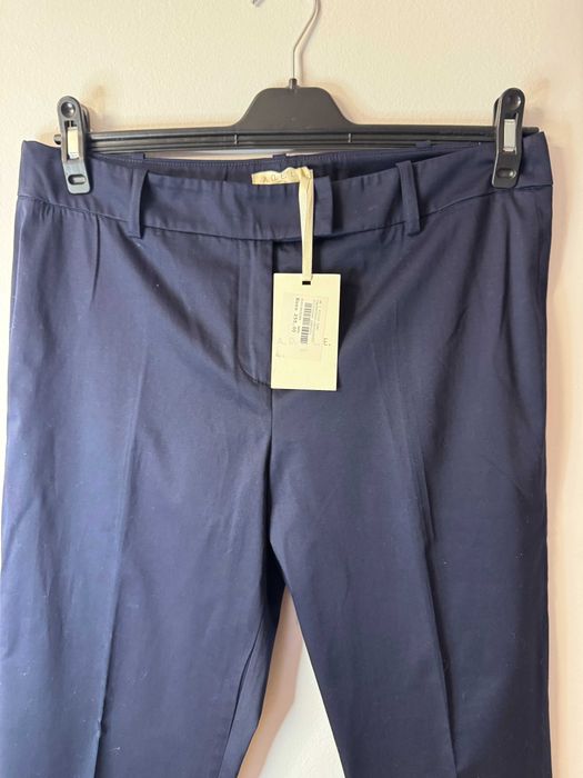 NOWE granatowe spodnie cygaretki 7/8 bawełna kant 44/46 ADELE