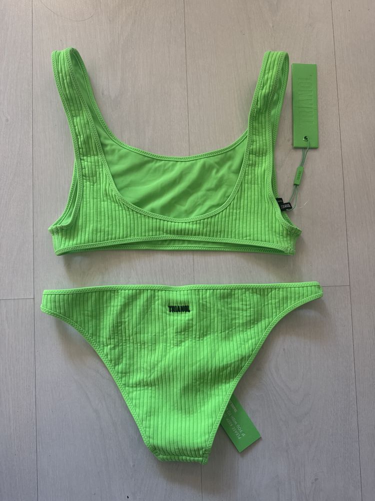 Nowe neonowe zielone bikini Triangl stój kąpielowy dwuczęściowy S