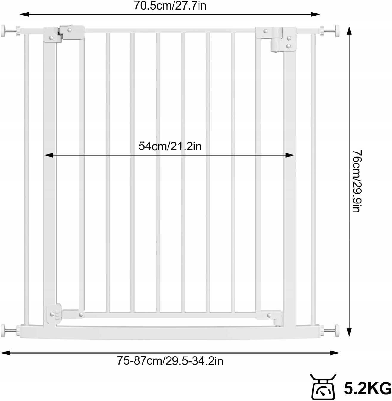 Barierka Zabezpieczająca Drzwi Schody WOLTU Bramka 75-87cm NrD178