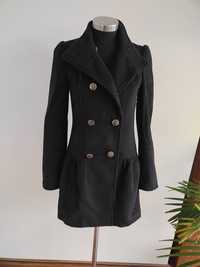 Reserved czarny płaszcz ładnie szyty jak sukienka taliowany S 36