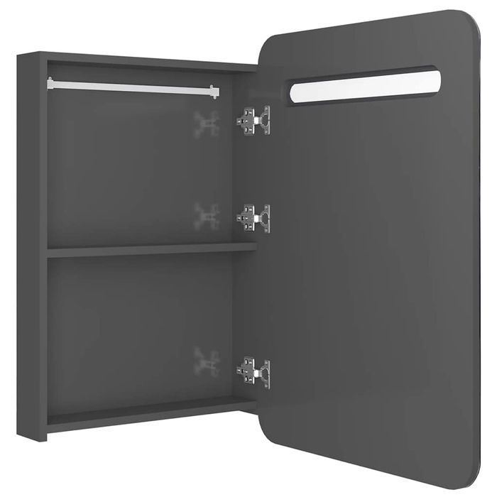 Vidaxl Szafka Łazienkowa Z Lustrem, Led, Szara Z Połyskiem 60X11X80 Cm