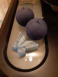 Świeczki kula niebieskie motyl vintage prl kolekcja ikea home duk