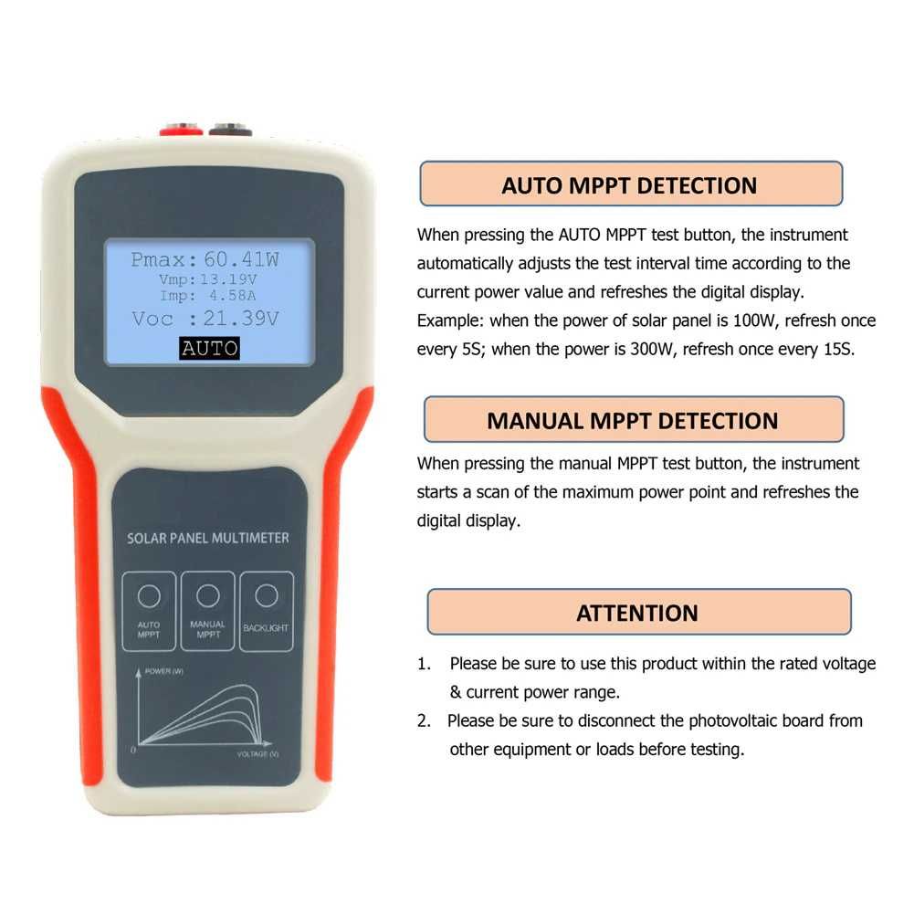 Тестер для солнечных панелей EL400 (мультиметр для солнечных панелей)