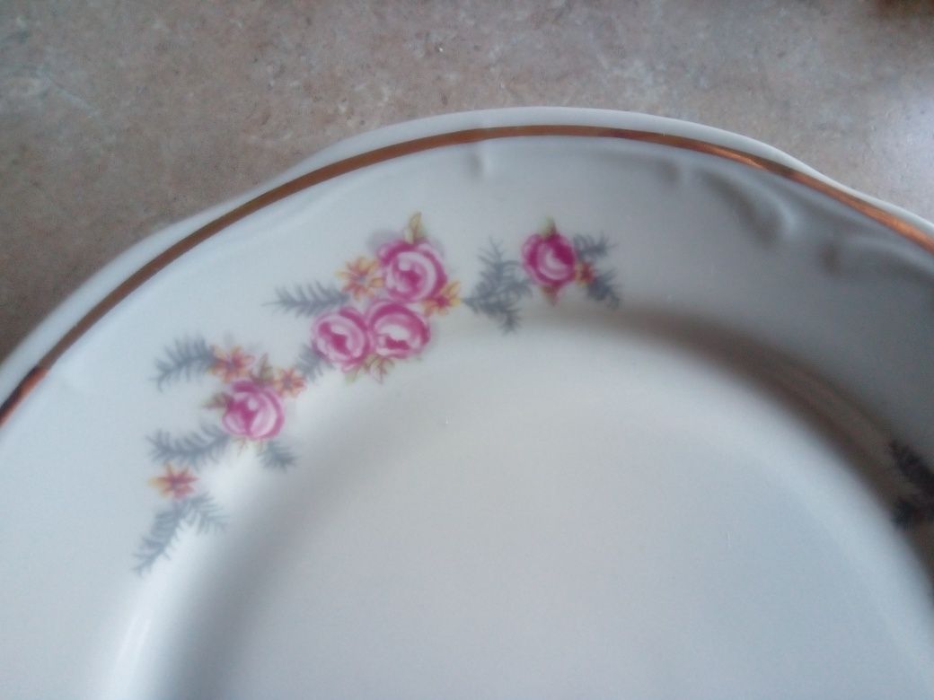 Zestaw serwis obiadowo-deserowy porcelana Włocławek dla 12 osób, PRL