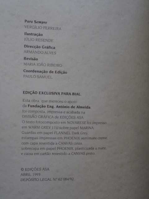 Para Sempre de Vergílio Ferreira - Edição Comemorativa