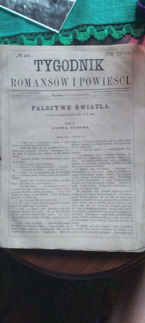 Tygodnik powieści i romansów z 1877 roku