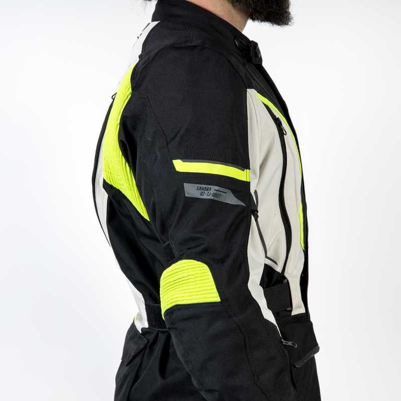 Męska Kurtka Motocyklowa Tekstylna Ozone Sahara Black/Grey/Fluo Yellow