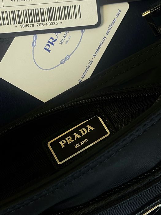 PRADA Lampo Shoulder Bag Nero Nylon Leather