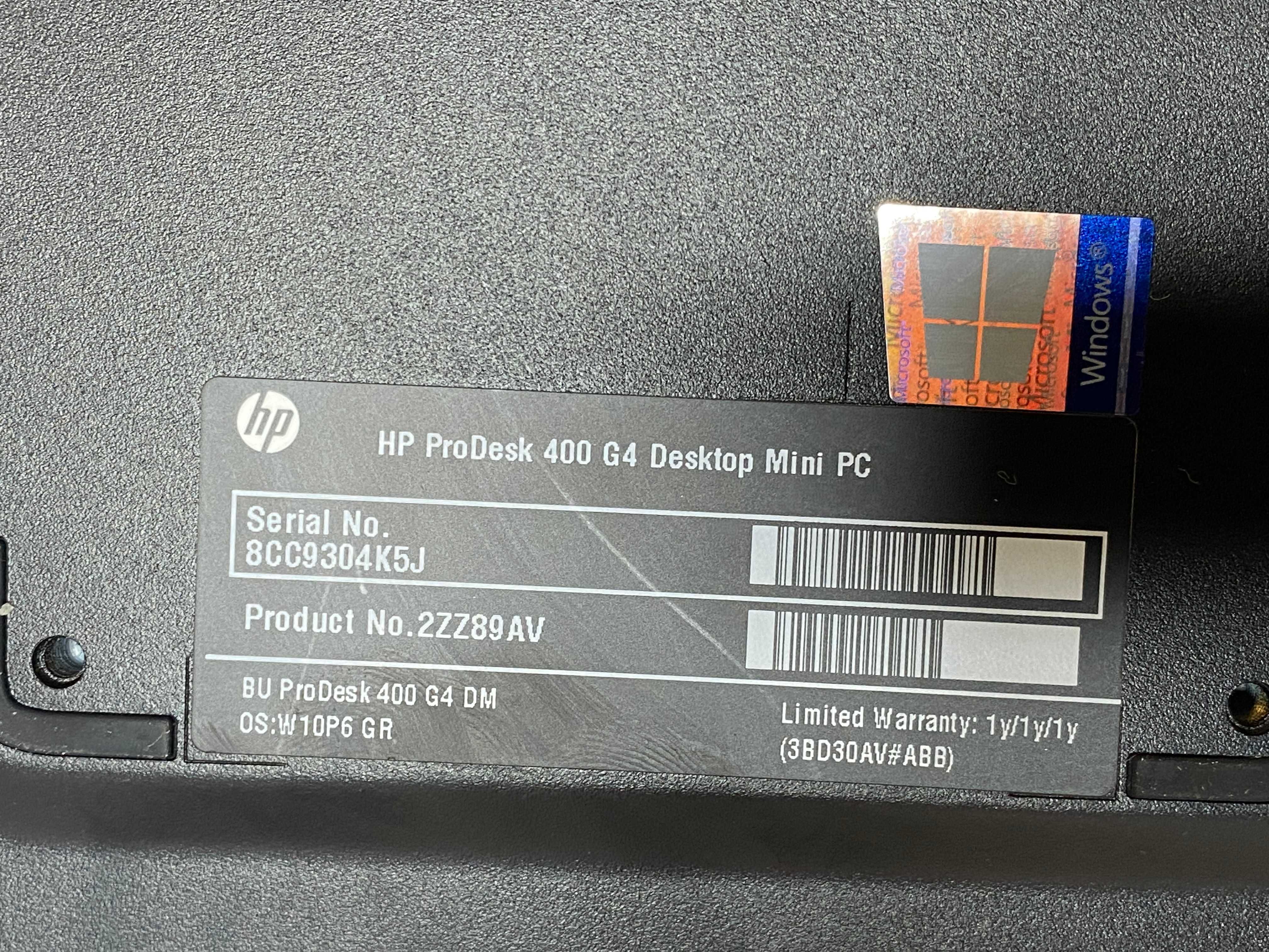 Комп'ютер HP ProDesk 400 G4 MiniPC i3-8100 ddr4 8Gb SSD 256G HD 630 HL