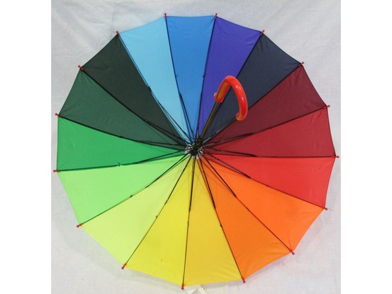 Детский зонт радуга 16 спиц радужный зонт подростковый полуавтомат