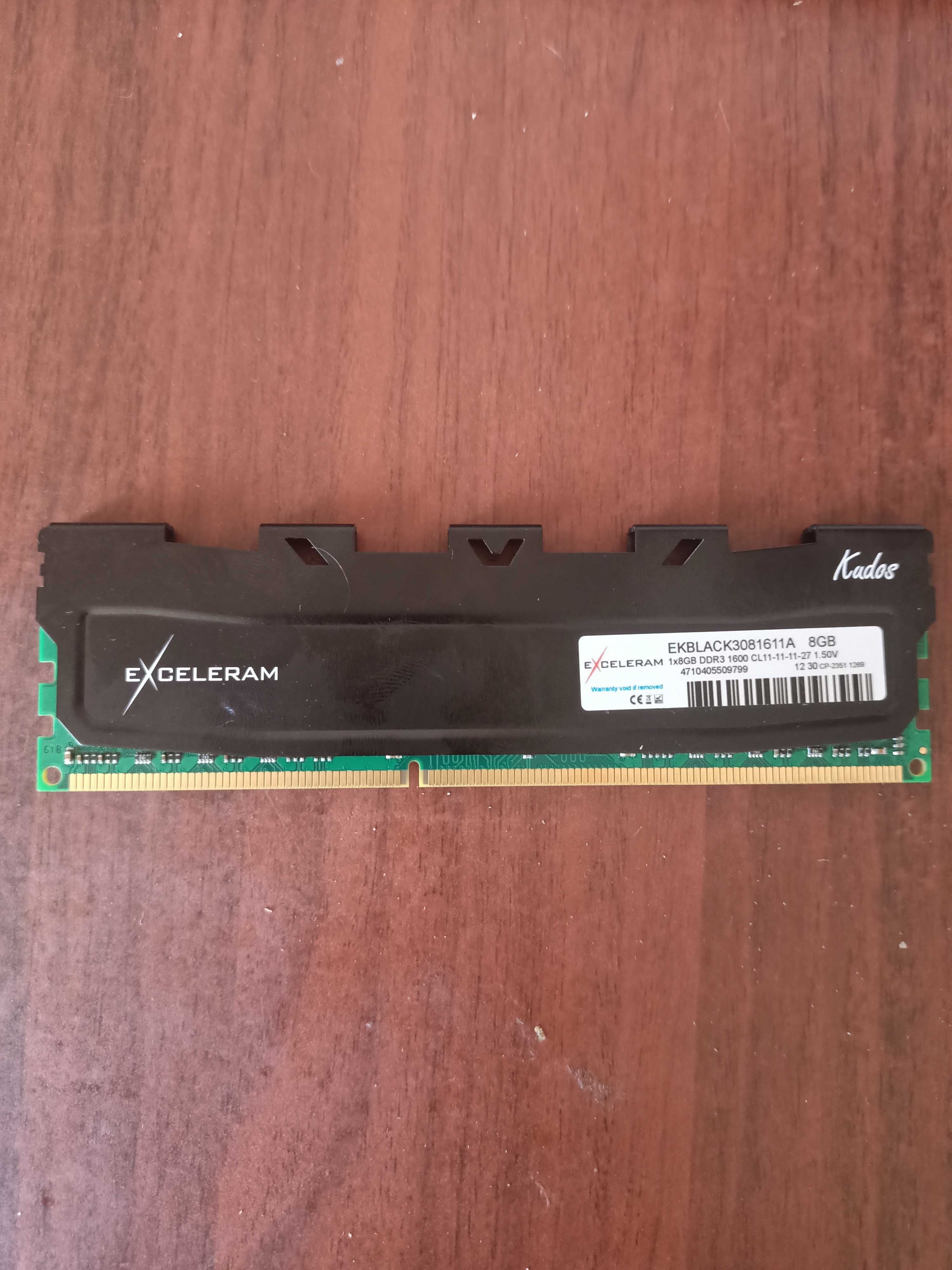 Продам модуль памʼяті exceleram black DDR3 8GB 1600 MHz