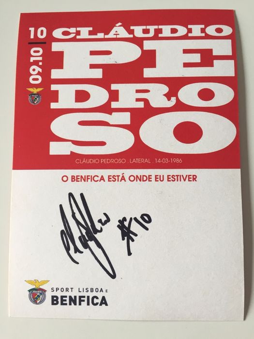Autógrafo Cláudio Pedroso Benfica