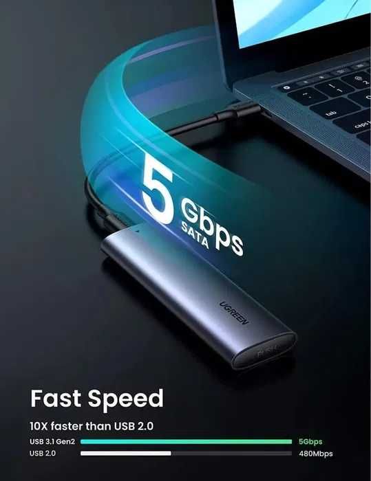 Ugreen SSD карман CM400 M2 SATA в комплекте USB