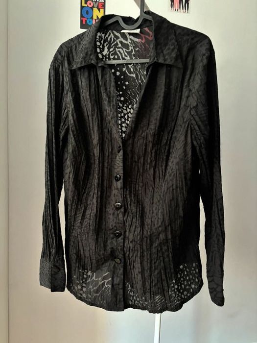 Czarna koszula panterka canda c&a wycięta dekolt v