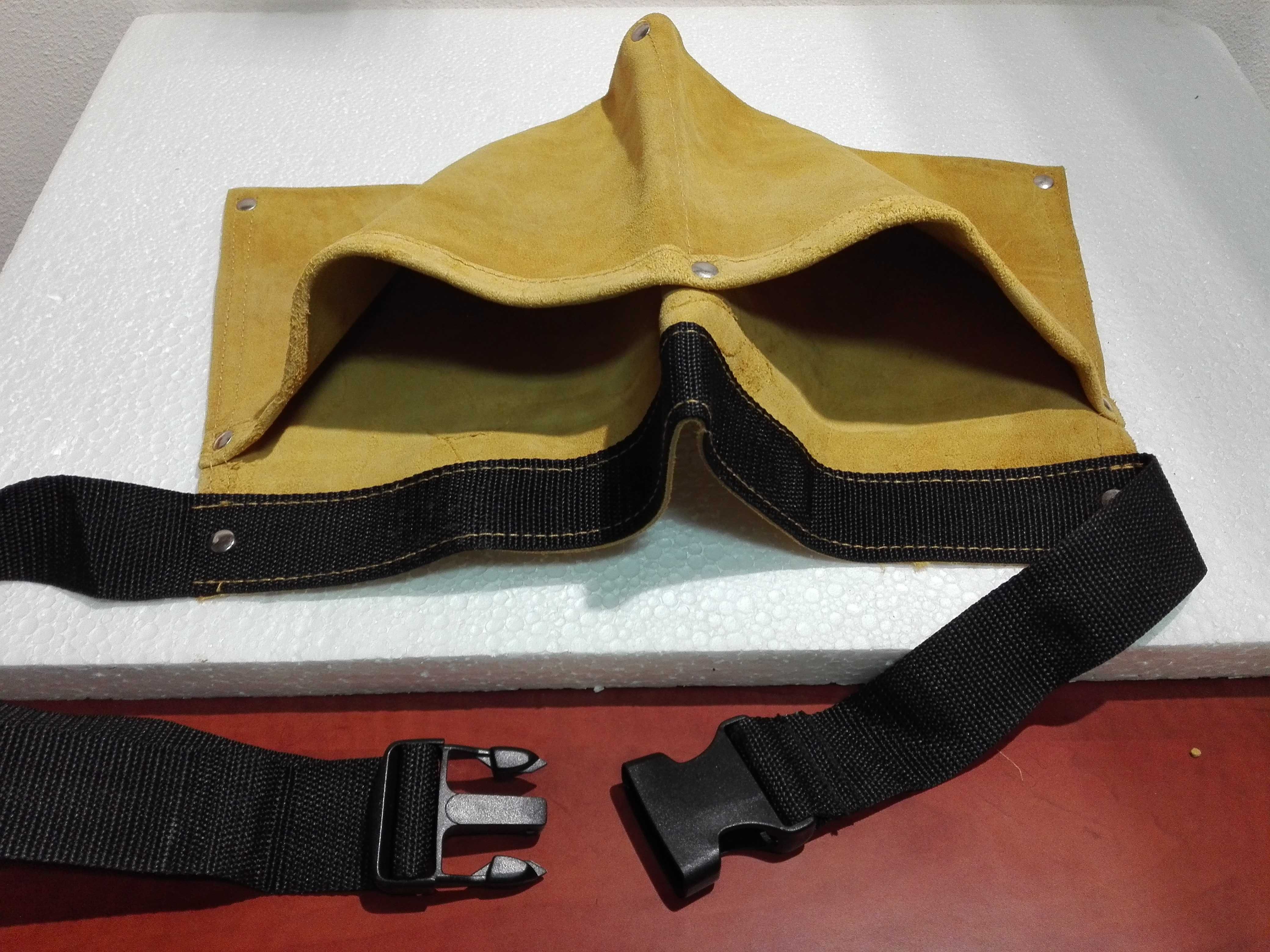 Cinto de trabalho em pele com 2 bolsos