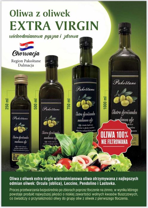 !!PROMOCJA!! / Oliwa z oliwek / Chorwacja / Na zimno Tłoczona / 750 ml