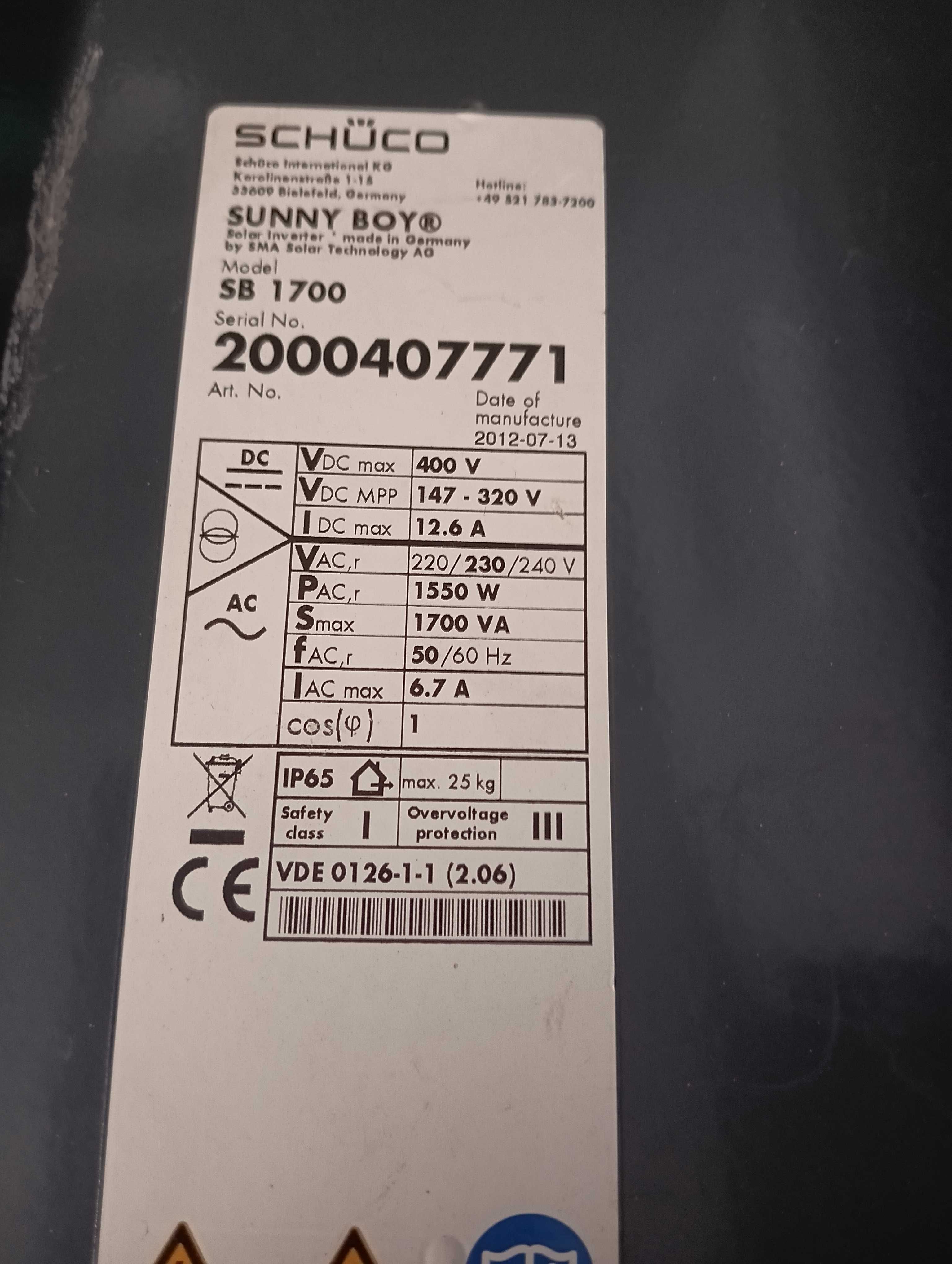 SMA Sunny Boy SB2100TL,SB1700