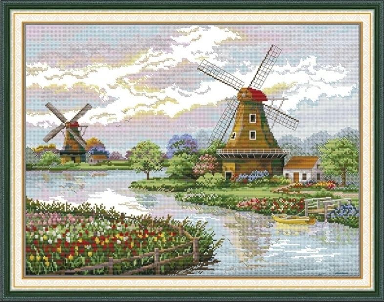 Набір для вишивання хрестиком "Голландські вітряні млини"