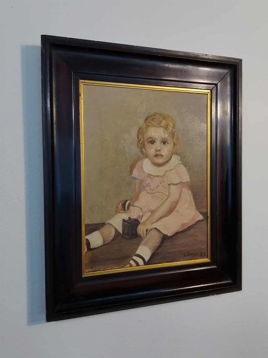 Stary obraz na płótnie sygnowany portret