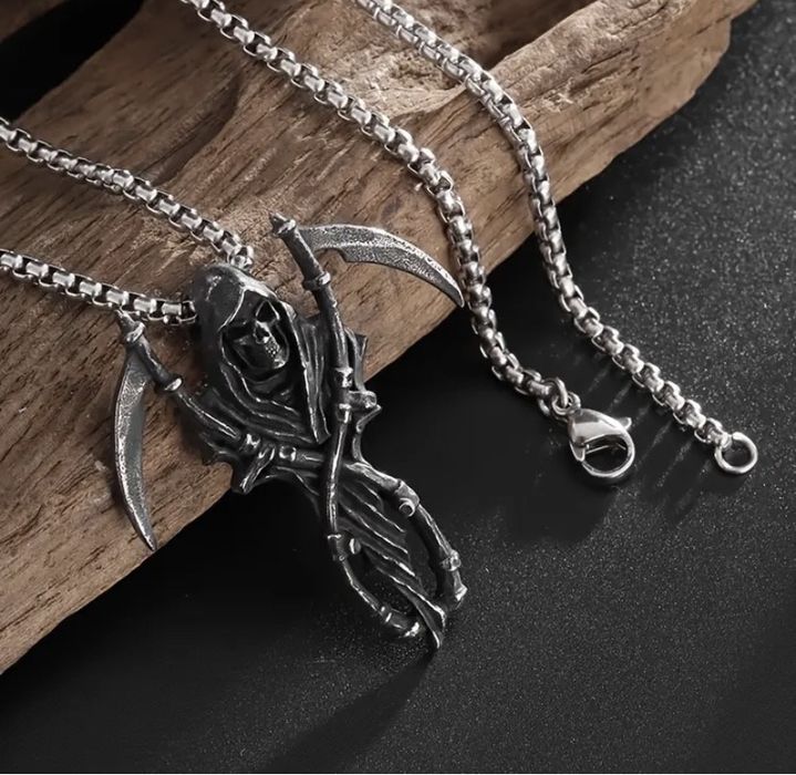 Новий стильний кулон «похмурий жнець» із двома косами, кулон смерть