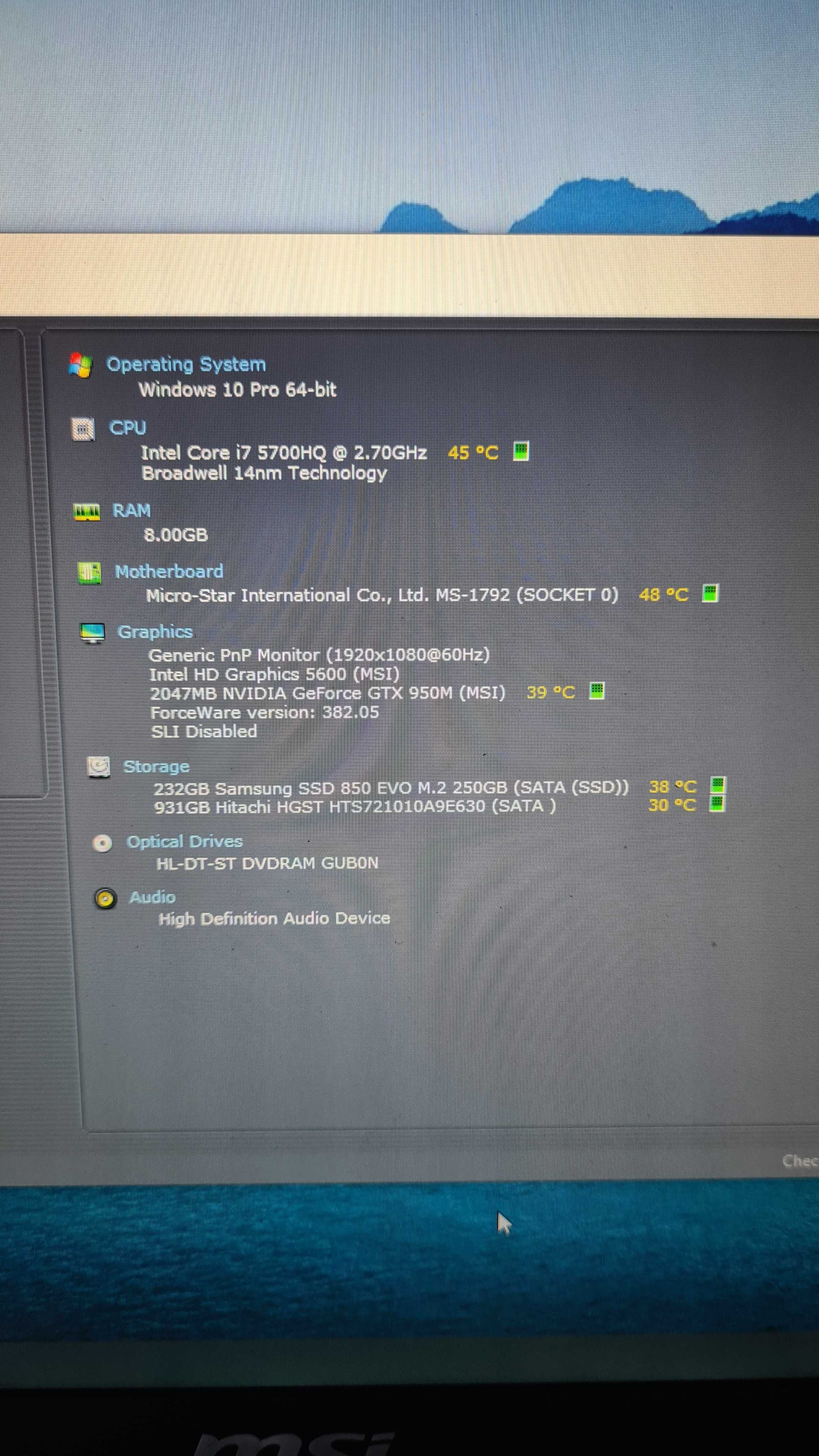 MSI GE72 2QL Apache