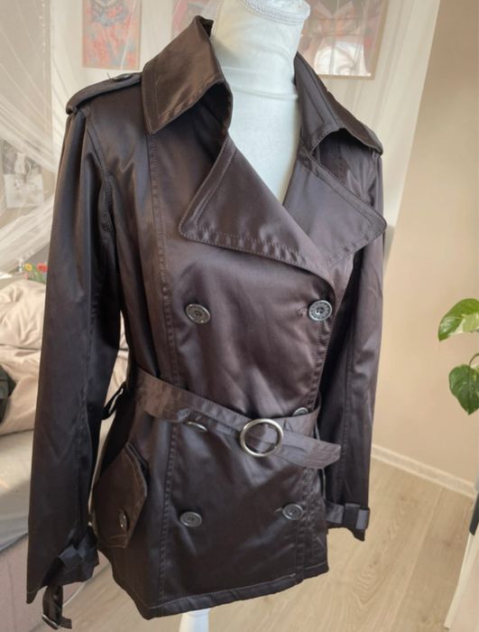 Czekoladowy brazowy trencz milano