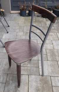 Krzesła metal + drewno - sztuk 3