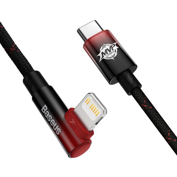 Baseus kątowy kabel z bocznym wtykiem USB Typ C / Lightning 1m 20W