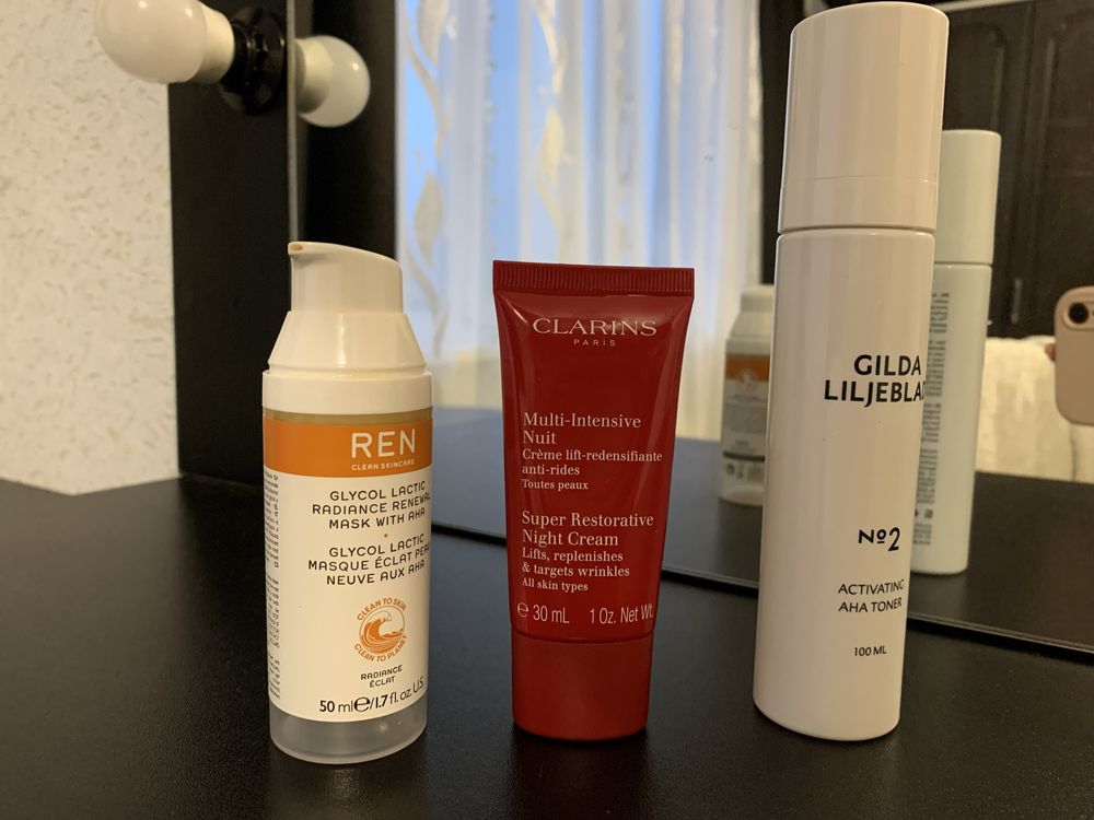 Лот косметикі ren, clarins, gilda liljeblad