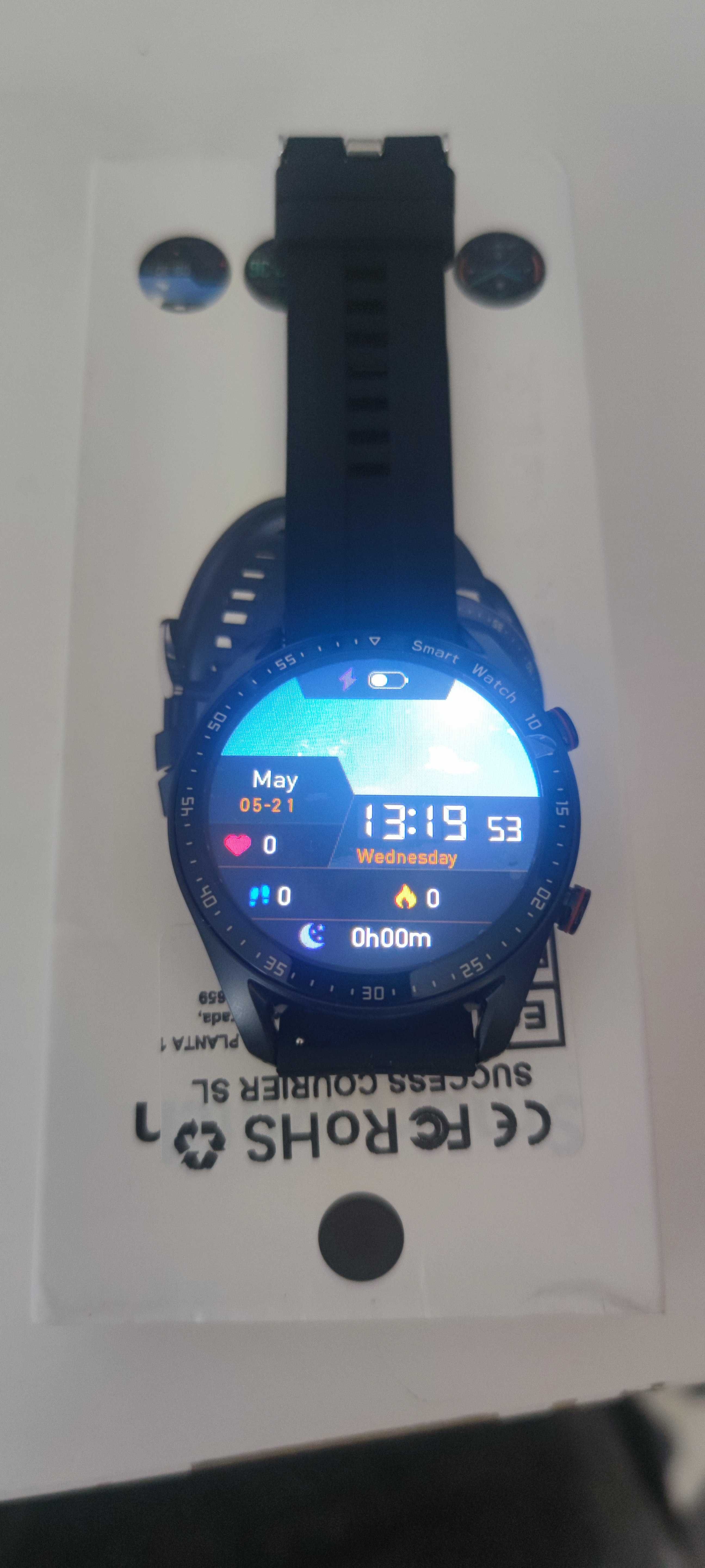 Smart watch 1.28" ekran, 200mAh,IP67,BT4.0, APP, polski,sen,PPG,czarny